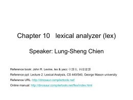 Chapter 10 lexical analyzer (lex)