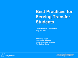 Best Practices for Serving Transfer Students