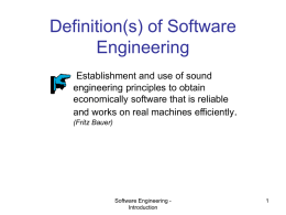 Definition(s) of Software Engineering