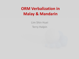 ORM Verbalization in Malay & Mandarin