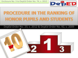 PROCEDURE IN THE RANKING OF HONOR PUPILS AND …