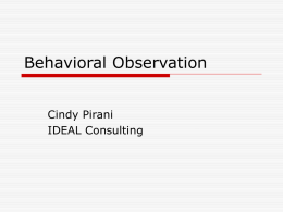 Behavioral Observation - Seven Hills Charter Public School