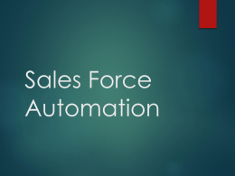 Sales Force Automation - Sales Plan & Sales Management