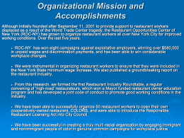 Organizational Mission and Accomplishments