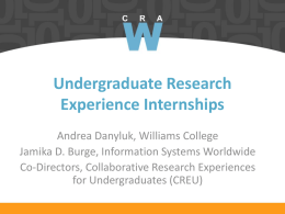 Undergraduate Research Experience Internships - CRA-W