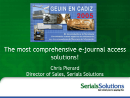 Complete E-Journal Access Solutions