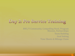 Day 1: Pre Service Training