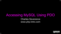 Accessing MySQL Using PDO - PHP and MySql