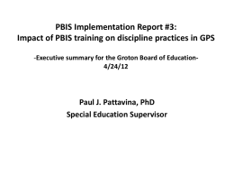 PBIS Implementation Report #3: Impact of training on