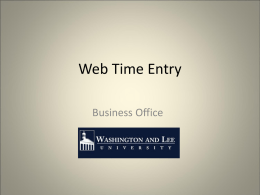 Web Time Entry - Washington and Lee University