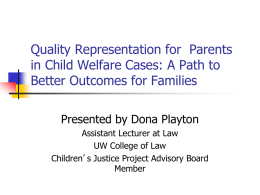 Improving Representation of Parents in Child Welfare Cases