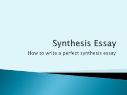 Synthesis Essay - Manchester Local School District