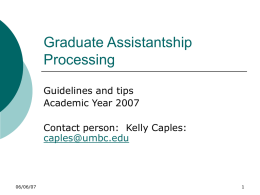 Graduate Assistantship Processing