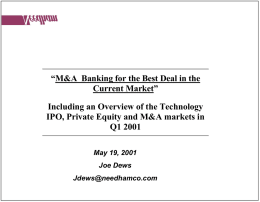 M&A - Banking for the Best Deal