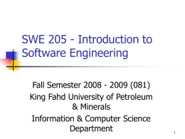 SWE 415 - Software Testing and Quality Assurance
