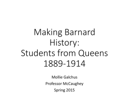 Making Barnard History: Students from Queens 1889-1914