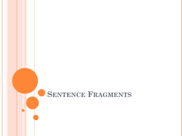 Sentence Fragments - Kentucky Department of Education