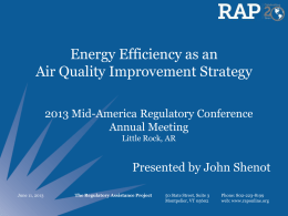 Energy Efficiency as an Air Quality Improvement Strategy