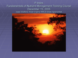Status on Use of the P Index Fundamentals of Nutrient