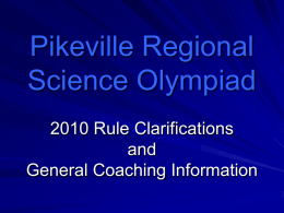 Science Olympiad Rules - Welcome
