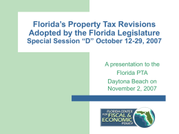 Florida’s Property Tax Revisions Adopted by the Florida