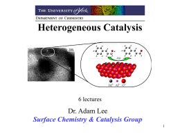 Year 2 – Heterogeneous Catalysis Lectures 1-6