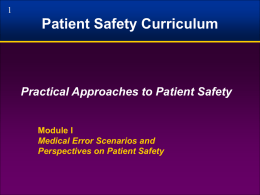 Patient Safety Curriculum - Massachusetts Medical Society