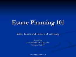 Estate Planning 101 - HAUSWIESNER LAW GROUP PLC