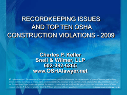 Recordkeeping Issues and Top 10 OSHA