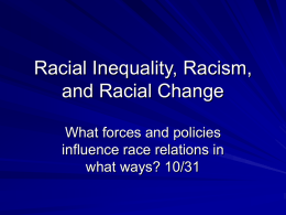 Racial Inequality, Racism, and Racial Change