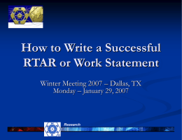 How to Write a Successful RTAR or Work Statement