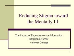 Reducing Stigma: - Hanover College Psychology Department