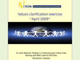 Values clarification exercise ~April 2009~