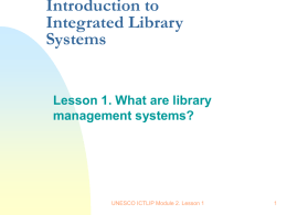 Lesson 1. What are library management systems?