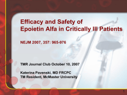 Efficacy and Safety of Epoietin Alfa in Critically Ill