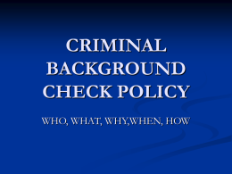 CRIMINAL BACKGROUND CHECK POLICY