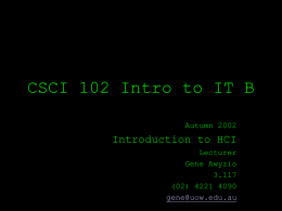 CSCI 102 Intro to IT B