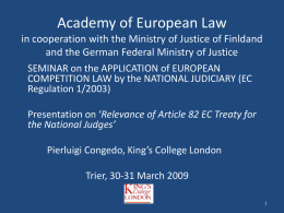Academy of European Law in cooperation with the Ministry