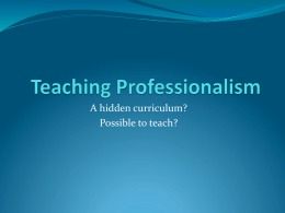 Teaching Professionalism - University of British Columbia