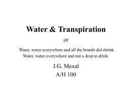 Water & Transpiration or Water, water everywhere and all