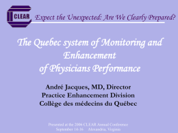 Monitoring and Enhancement of the Practice of Physicians