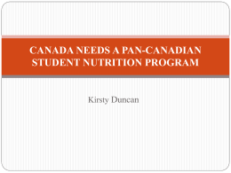 CANADA NEEDS A PAN-CANADIAN STUDENT NUTRITION …