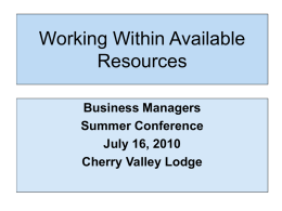 Working Within Available Resources