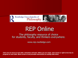 Routledge Encyclopedia of Philosophy Online