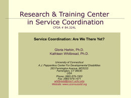 Research & Training Center in Service Coordination CFDA