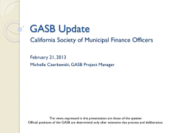 GASB Update - California Society of Municipal Finance Officers