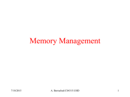 Memory Management - University of Houston