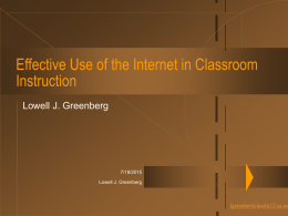 Effective Use of the Internet in the Classroom