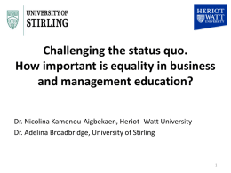 Challenging the status quo- how important is equality in