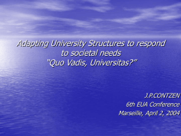 Adapting University Structures to respond to societal